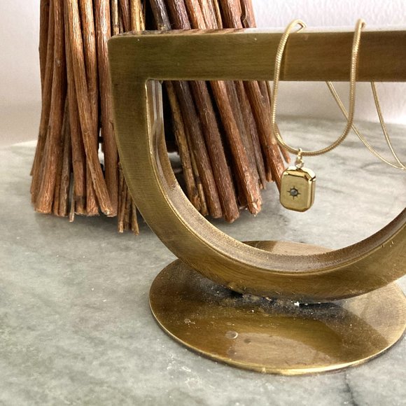 Star Constellation Rounded Edge Rectangle Stainless Steel Gold Necklace - Picture 5 of 9